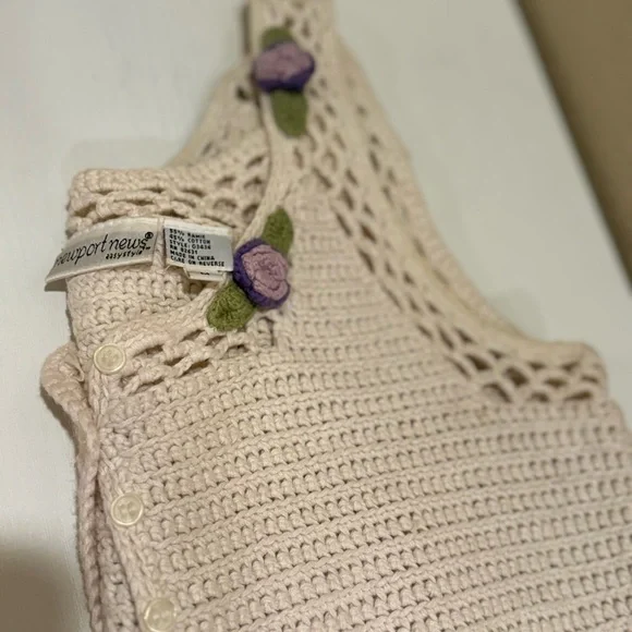 Vintage 90s Crochet Purple Florette crop top tank  Tank  Newport News - Picture 5 of 11